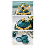 Maxbell 3Pcs Ceramic Spice Jars Condiment Jars for Restaurants Sugar Kitchen Counter Green