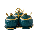 Maxbell 3Pcs Ceramic Spice Jars Condiment Jars for Restaurants Sugar Kitchen Counter Green