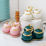 Maxbell 3Pcs Ceramic Spice Jars Condiment Jars for Restaurants Sugar Kitchen Counter Pink