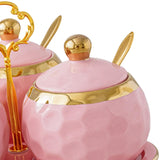 Maxbell 3Pcs Ceramic Spice Jars Condiment Jars for Restaurants Sugar Kitchen Counter Pink