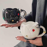 Maxbell Ceramic Tulip Cup Novelty Thickened Coffee Cups for Birthday Gift Juice Home white