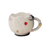 Maxbell Ceramic Tulip Cup Novelty Thickened Coffee Cups for Birthday Gift Juice Home white