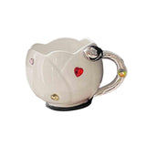 Maxbell Ceramic Tulip Cup Novelty Thickened Coffee Cups for Birthday Gift Juice Home white