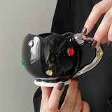 Maxbell Ceramic Tulip Cup Novelty Thickened Coffee Cups for Birthday Gift Juice Home black