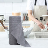 Maxbell Reusable Washable Rag Reusable Microfiber Towels Roll for Dorm Pan Tableware Gray