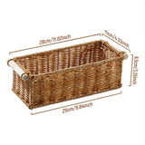 Maxbell 2xImitation Rattan Baskets Storage Basket Bin Rectangular for Home Bar Kitchen M
