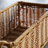 Maxbell 2xImitation Rattan Baskets Storage Basket Bin Rectangular for Home Bar Kitchen M