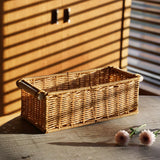 Maxbell 2xImitation Rattan Baskets Storage Basket Bin Rectangular for Home Bar Kitchen M