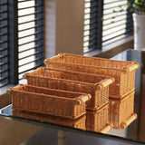 Maxbell 2xImitation Rattan Baskets Storage Basket Bin Rectangular for Home Bar Kitchen M