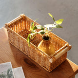 Maxbell 2xImitation Rattan Baskets Storage Basket Bin Rectangular for Home Bar Kitchen M