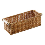 Maxbell 2xImitation Rattan Baskets Storage Basket Bin Rectangular for Home Bar Kitchen M