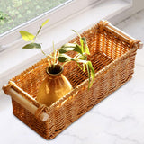 Maxbell 2xImitation Rattan Baskets Storage Basket Bin Rectangular for Home Bar Kitchen M