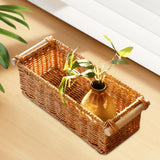 Maxbell 2xImitation Rattan Baskets Storage Basket Bin Rectangular for Home Bar Kitchen M
