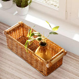Maxbell 2xImitation Rattan Baskets Storage Basket Bin Rectangular for Home Bar Kitchen M