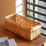 Maxbell 2xImitation Rattan Baskets Storage Basket Bin Rectangular for Home Bar Kitchen M