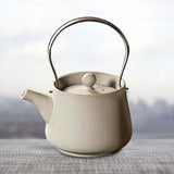 Maxbell 200ml Ceramic Teapot Tea Pot with Tea Strainer Holes for Home Hiking Outdoor white