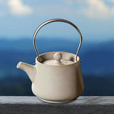 Maxbell 200ml Ceramic Teapot Tea Pot with Tea Strainer Holes for Home Hiking Outdoor white
