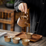 Maxbell 200ml Ceramic Teapot Tea Pot with Tea Strainer Holes for Home Hiking Outdoor brown