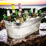 Maxbell 2xGalvanized Metal Ice Bucket Large Galvanized Beverage Tub for Beverage Party
