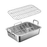 Maxbell Oven Roaster Tray Stainless Steel Oil Leak Baking Pan for Barbecue Grill BBQ