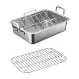 Maxbell Oven Roaster Tray Stainless Steel Oil Leak Baking Pan for Barbecue Grill BBQ