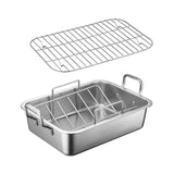 Maxbell Oven Roaster Tray Stainless Steel Oil Leak Baking Pan for Barbecue Grill BBQ