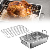 Maxbell Oven Roaster Tray Stainless Steel Oil Leak Baking Pan for Barbecue Grill BBQ