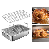 Maxbell Oven Roaster Tray Stainless Steel Oil Leak Baking Pan for Barbecue Grill BBQ