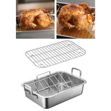 Maxbell Oven Roaster Tray Stainless Steel Oil Leak Baking Pan for Barbecue Grill BBQ