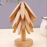 Maxbell Maxbell Wooden Coaster Decor Table Protection Novelty Statue Tree Shaped Nonslip Pad Natural