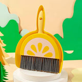 Maxbell Mini Dustpan and Brush Set Toddlers Broom Set for Kitchen Age 3-6 Boys Girls lemon