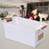 Maxbell Maxbell Desktop Storage Basket with Handles Storage Bin for Tabletop Dresser Shelves White