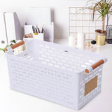 Maxbell Maxbell Desktop Storage Basket with Handles Storage Bin for Tabletop Dresser Shelves White