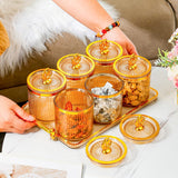 Maxbell Maxbell Dried Fruit Tray with Lid Covered Candy Jar for Party Living Room Countertop 4 Grid Clear