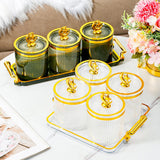 Maxbell Maxbell Dried Fruit Tray with Lid Covered Candy Jar for Party Living Room Countertop 4 Grid Clear