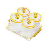 Maxbell Maxbell Dried Fruit Tray with Lid Covered Candy Jar for Party Living Room Countertop 4 Grid Clear
