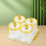 Maxbell Maxbell Dried Fruit Tray with Lid Covered Candy Jar for Party Living Room Countertop 4 Grid Clear