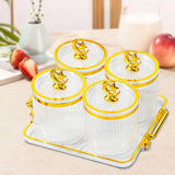 Maxbell Maxbell Dried Fruit Tray with Lid Covered Candy Jar for Party Living Room Countertop 4 Grid Clear