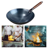 Maxbell Wok Pan Boiling Pots Wood Handle Cookware Sautee Universal Pans Nonstick Wok 36cm