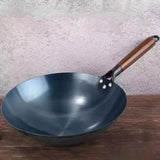 Maxbell Wok Pan Boiling Pots Wood Handle Cookware Sautee Universal Pans Nonstick Wok 36cm