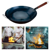Maxbell Wok Pan Boiling Pots Wood Handle Cookware Sautee Universal Pans Nonstick Wok 40cm with ears
