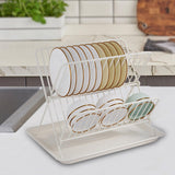 Maxbell Maxbell Dish Drying Rack Steel Compact with Tray Holder for Dining Room Cabinet Home White