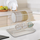 Maxbell Maxbell Dish Drying Rack Steel Compact with Tray Holder for Dining Room Cabinet Home White