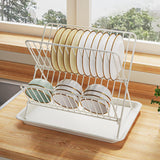 Maxbell Maxbell Dish Drying Rack Steel Compact with Tray Holder for Dining Room Cabinet Home White
