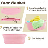 Maxbell Maxbell Cotton Rope Basket Shelf Basket for Remotes Key Makeup Holder Container Desk Pink