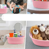 Maxbell Maxbell Cotton Rope Basket Shelf Basket for Remotes Key Makeup Holder Container Desk Pink