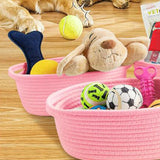 Maxbell Maxbell Cotton Rope Basket Shelf Basket for Remotes Key Makeup Holder Container Desk Pink