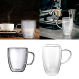 Maxbell Maxbell Double Walled Glass Coffee Mug Modern with Handle for Smoothies Juice Yogurt 350ml