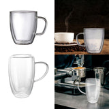 Maxbell Maxbell Double Walled Glass Coffee Mug Modern with Handle for Smoothies Juice Yogurt 350ml