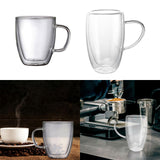 Maxbell Maxbell Double Walled Glass Coffee Mug Modern with Handle for Smoothies Juice Yogurt 350ml